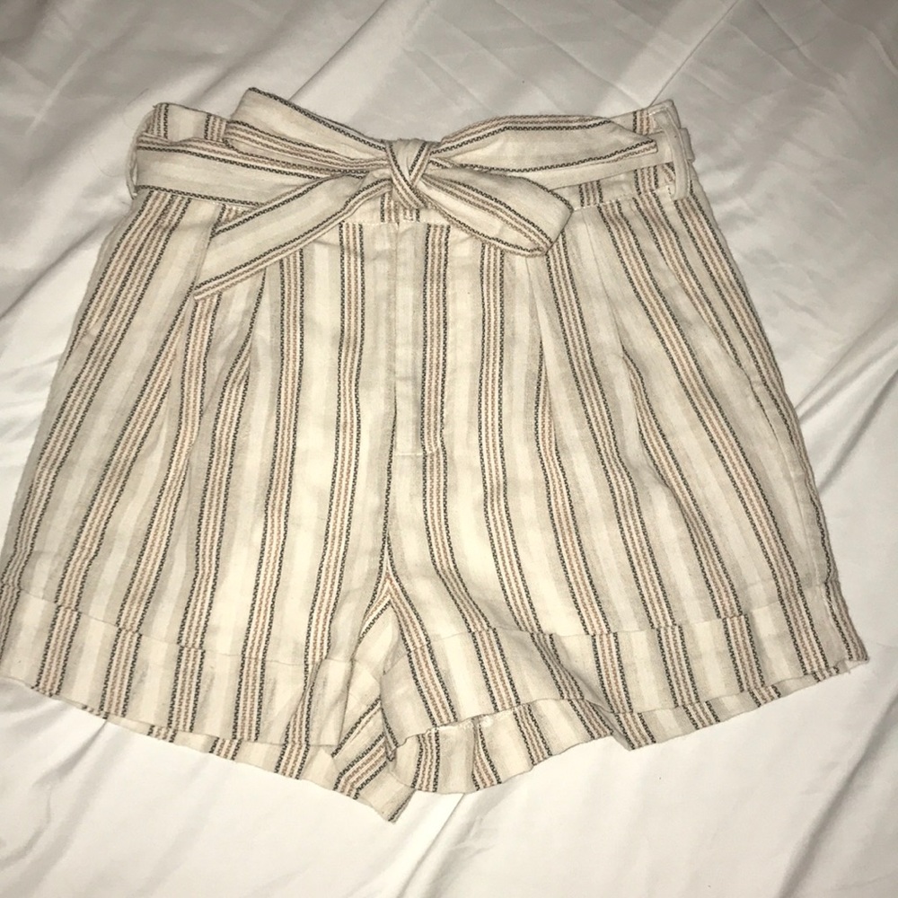 High waisted linen shorts